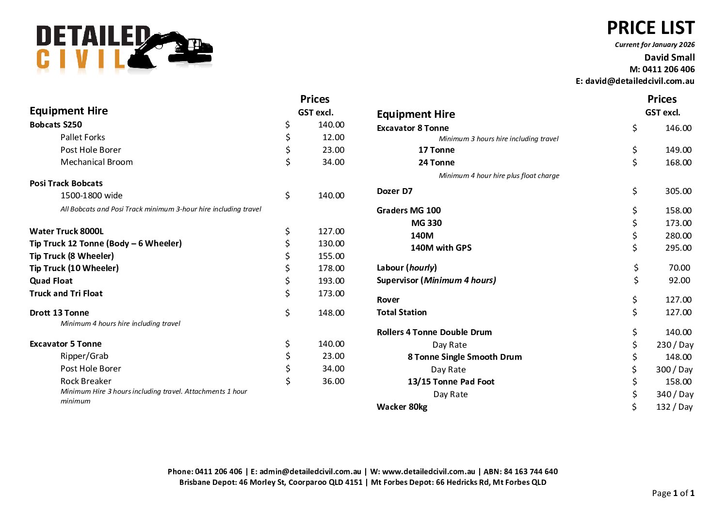 Price List_ All Equipment_as at January 2026